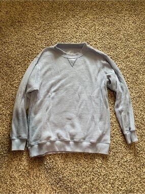 Aerie Baby Blue Waffle Weave Pullover Sweatshirt Comfy Soft Lounge XS
